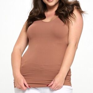 Plus Yelete Mocha V or U Neckline Reversible Seamless Tank